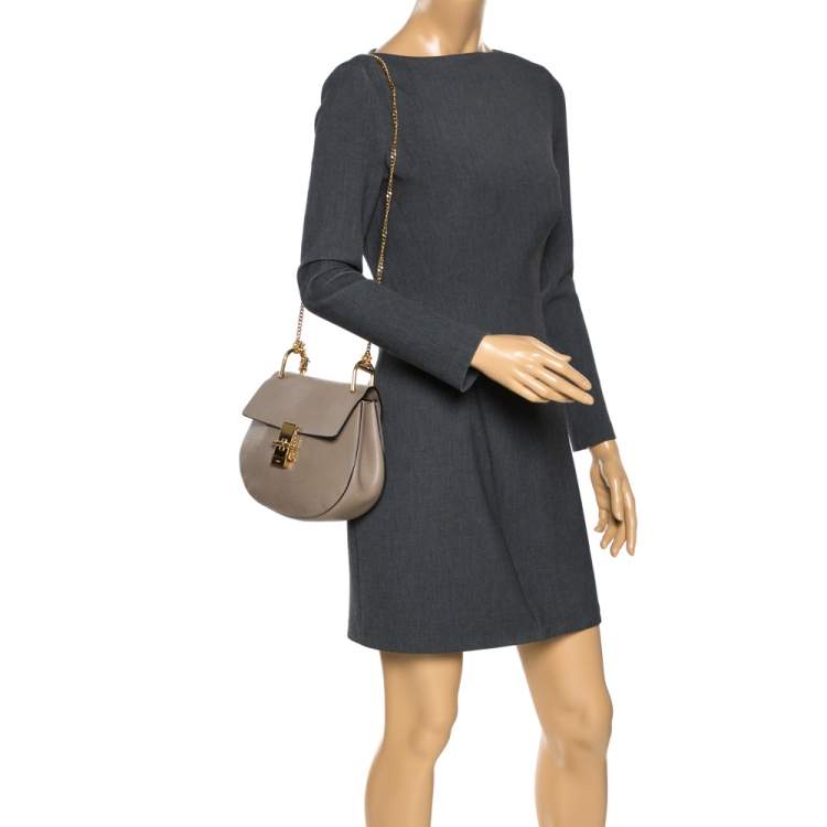 Pre Owned Chloe Nude Leather Medium Drew Shoulder Bag