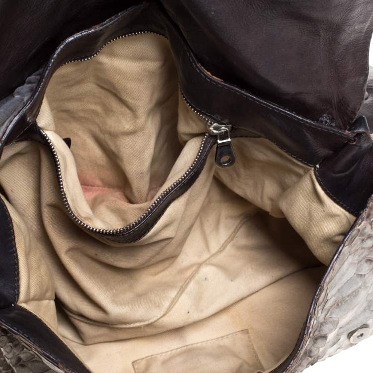 Pre Owned Chloe Brown/Grey Python Silverado Shoulder Bag