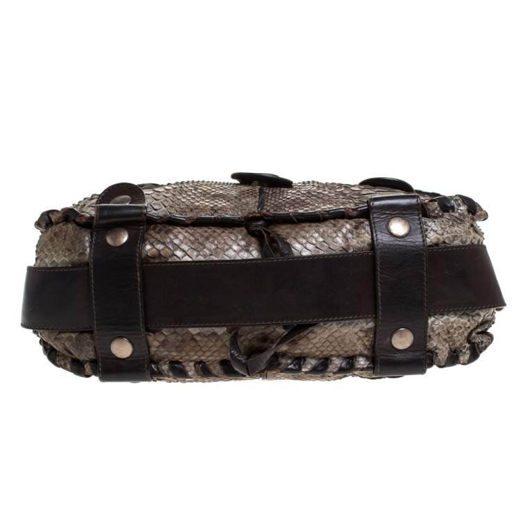 Pre Owned Chloe Brown/Grey Python Silverado Shoulder Bag