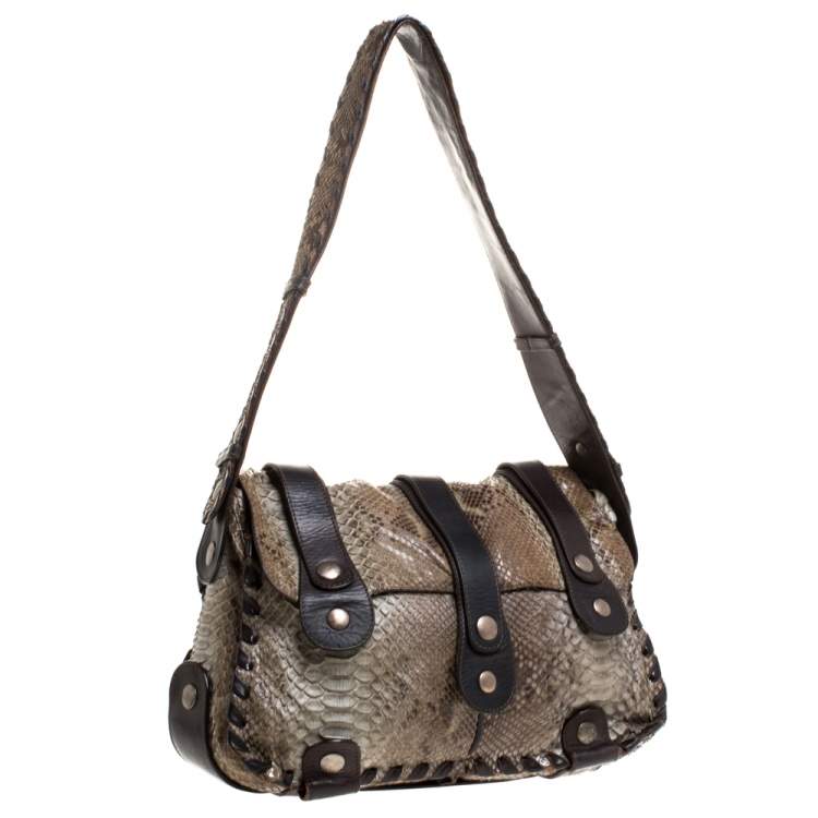 Pre Owned Chloe Brown/Grey Python Silverado Shoulder Bag