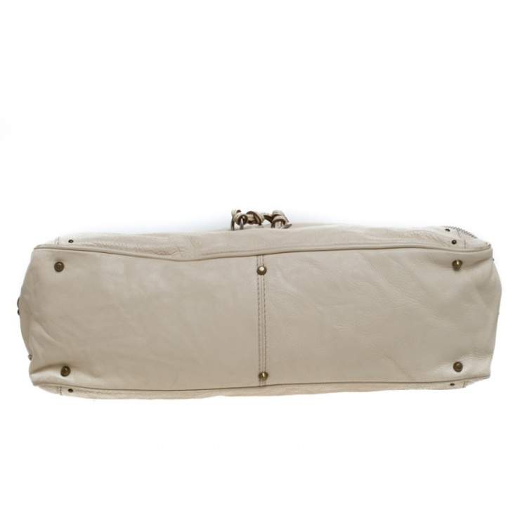 Pre Owned Chloe Cream Leather Paddington Zipped Satchel