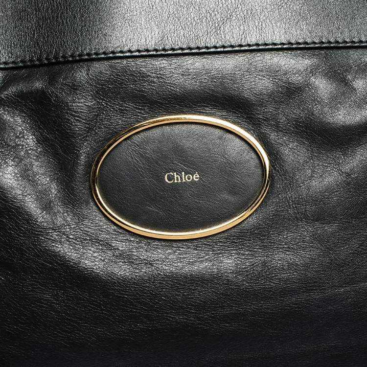 Pre Owned Chloe Black Leather Top Zip Tote