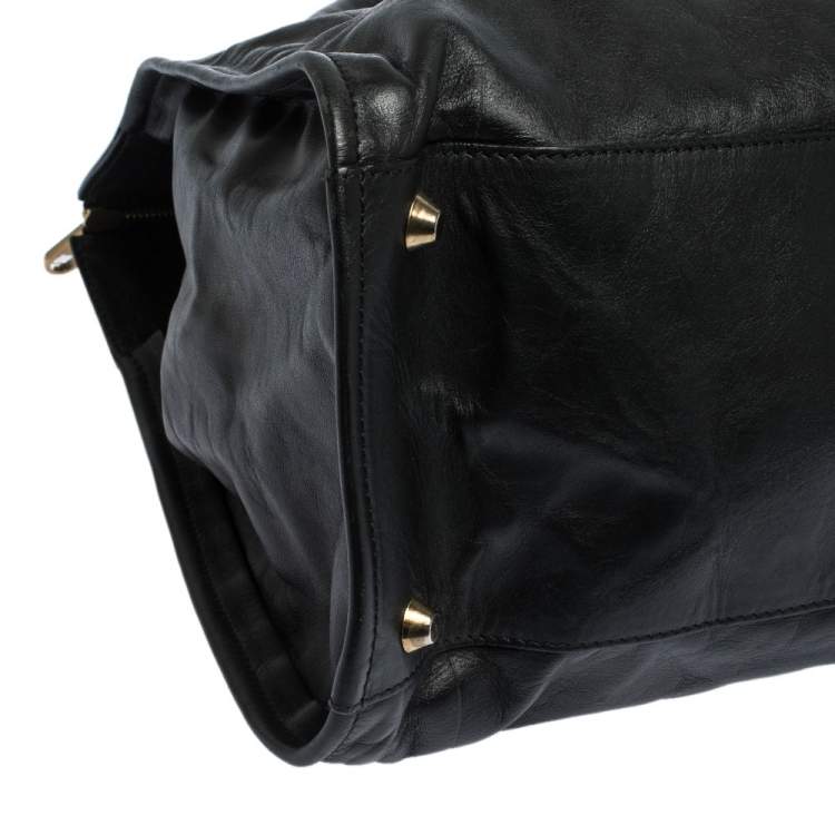 Pre Owned Chloe Black Leather Top Zip Tote
