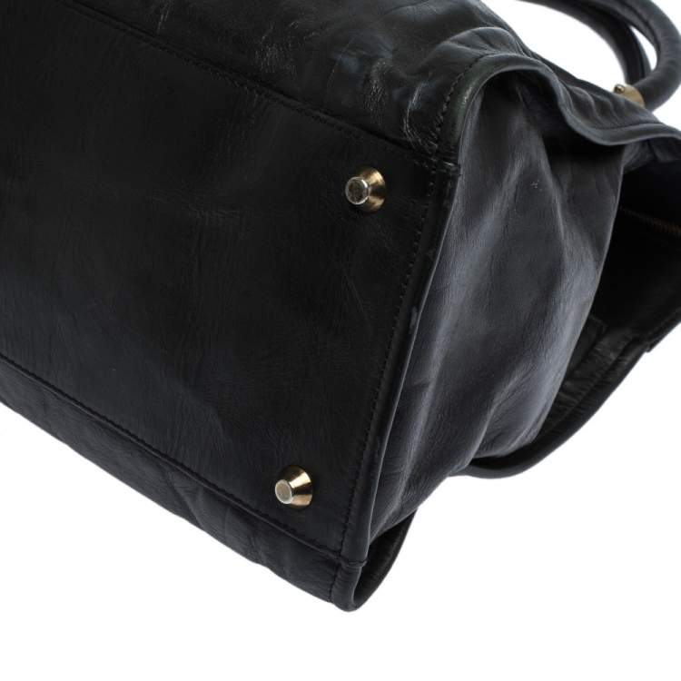 Pre Owned Chloe Black Leather Top Zip Tote