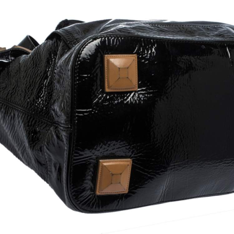Pre Owned Chloe Black Patent Leather Audra Tote