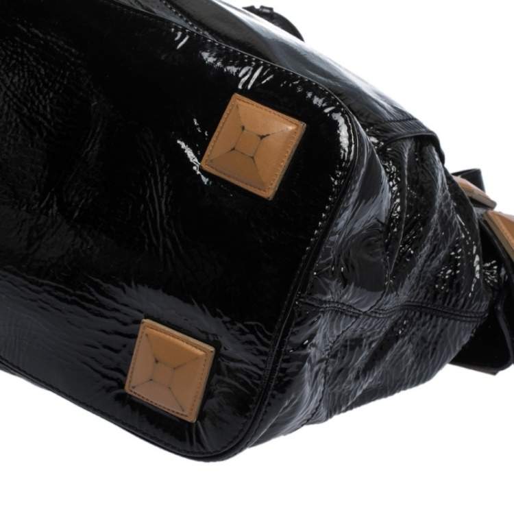 Pre Owned Chloe Black Patent Leather Audra Tote