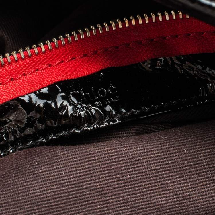 Pre Owned Chloe Black Patent Leather Audra Tote