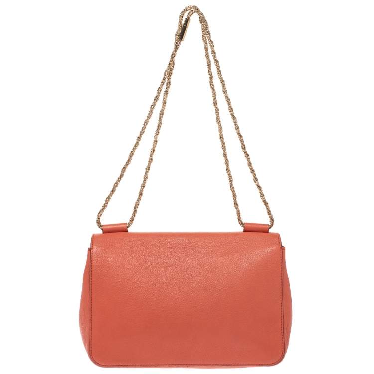 Pre Owned Chloe Orange Leather Medium Crystal Embellished Elsie Shoulder Bag