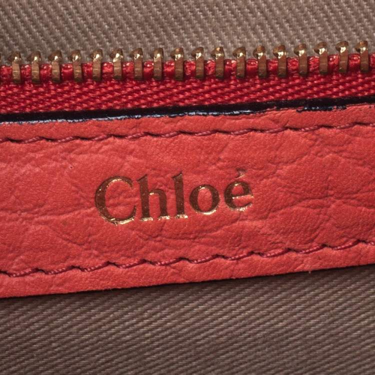 Pre Owned Chloe Coral Orange Leather Medium Sally Flap Shoulder Bag