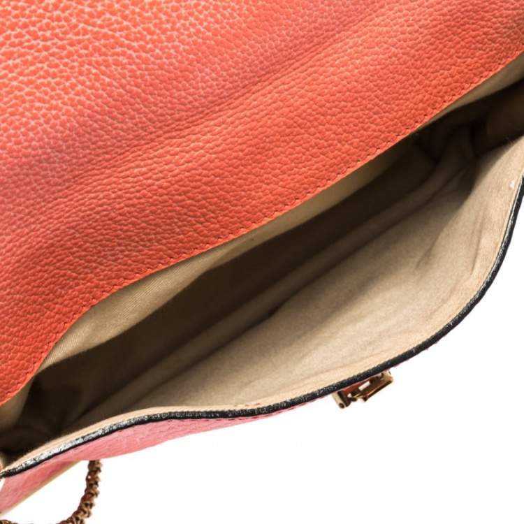 Pre Owned Chloe Coral Orange Leather Medium Sally Flap Shoulder Bag