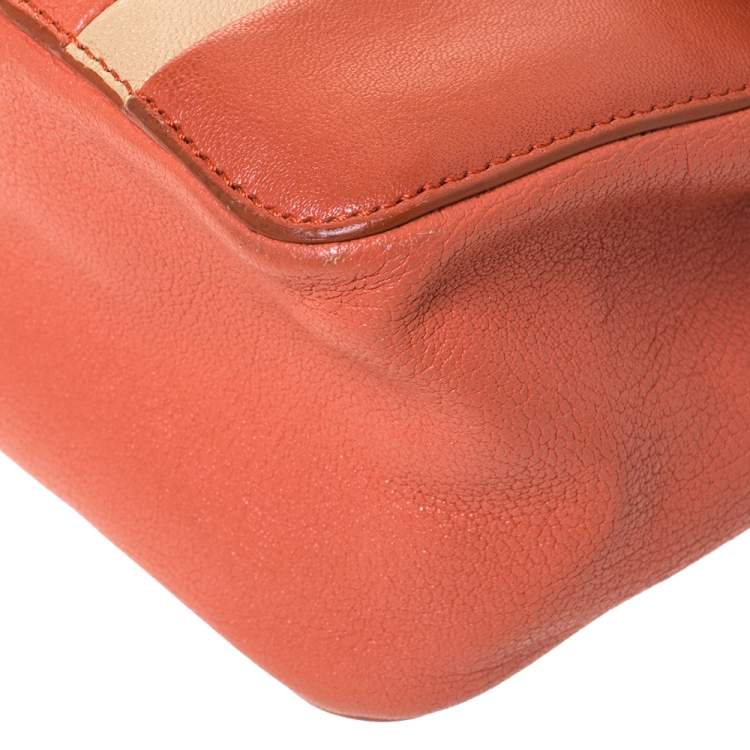 Pre Owned Chloe Orange/Beige Leather Medium Elsie Shoulder Bag