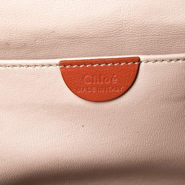 Pre Owned Chloe Orange/Beige Leather Medium Elsie Shoulder Bag
