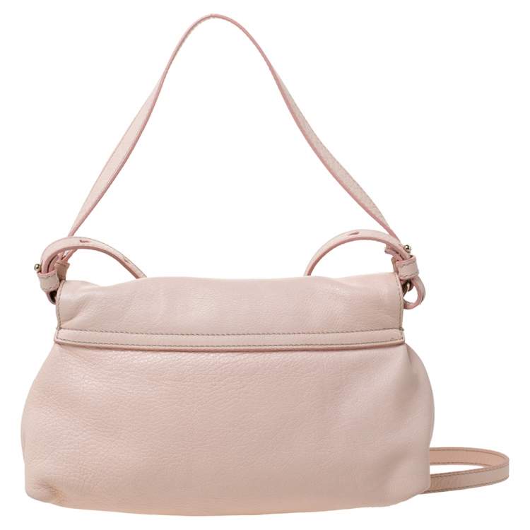 Pre Owned Chloe Light Pink Leather Lily Bow Crossbody Bag