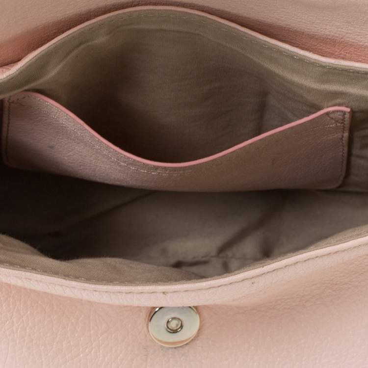 Pre Owned Chloe Light Pink Leather Lily Bow Crossbody Bag