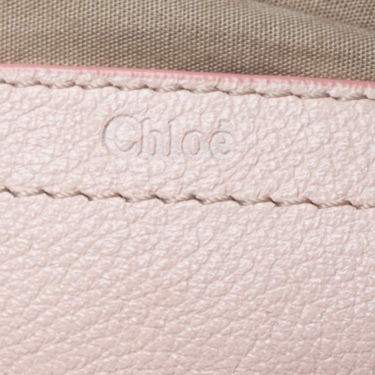 Pre Owned Chloe Light Pink Leather Lily Bow Crossbody Bag