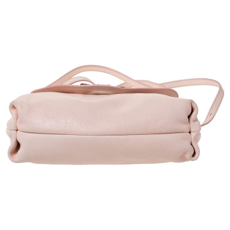 Pre Owned Chloe Light Pink Leather Lily Bow Crossbody Bag