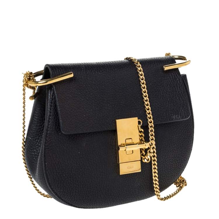 Pre Owned Chloe Black Leather Mini Drew Shoulder Bag