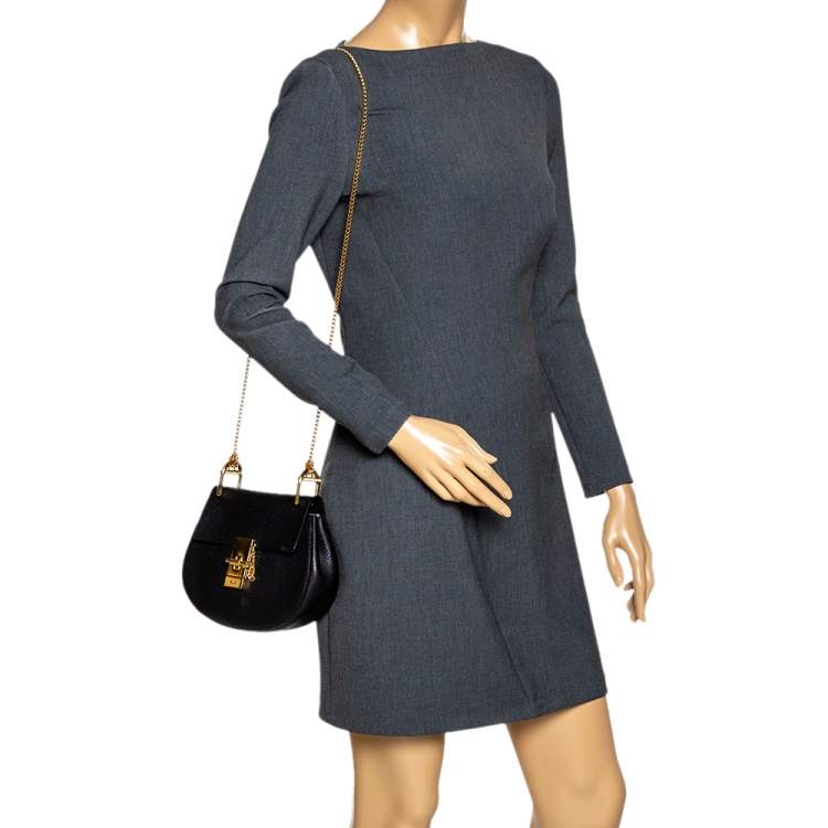 Pre Owned Chloe Black Leather Mini Drew Shoulder Bag