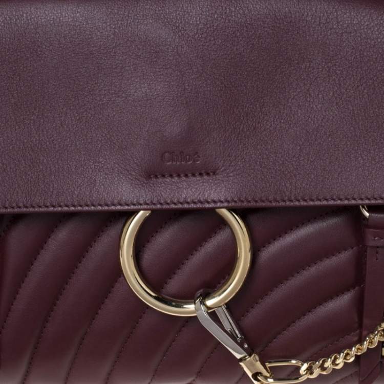 Pre Owned Chloe Burgundy Leather Small Faye Day Shoulder Bag