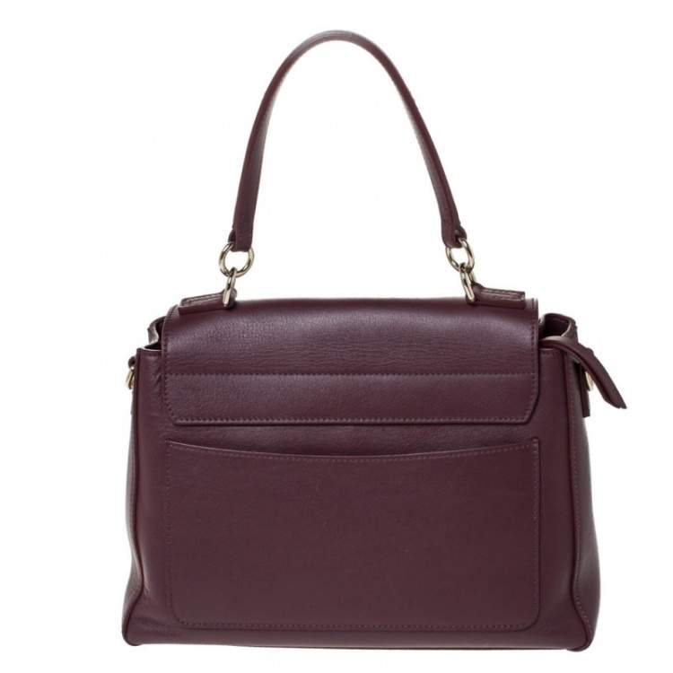 Pre Owned Chloe Burgundy Leather Small Faye Day Shoulder Bag
