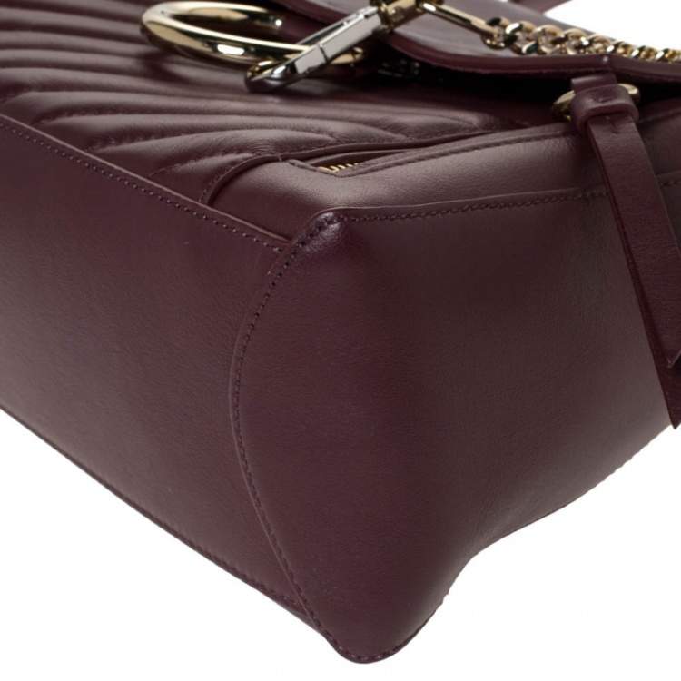 Pre Owned Chloe Burgundy Leather Small Faye Day Shoulder Bag