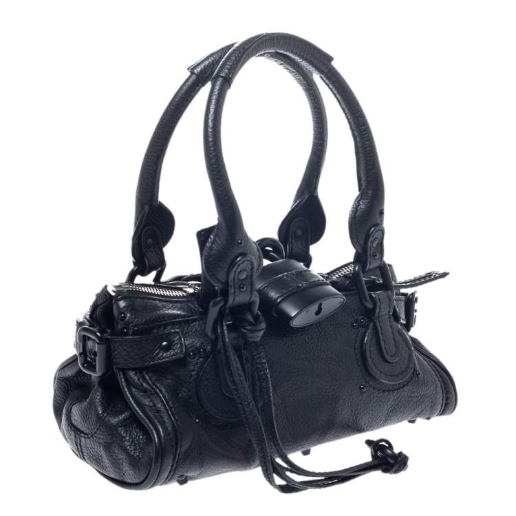 Pre Owned Chloe Black Leather Mini Paddington Bag
