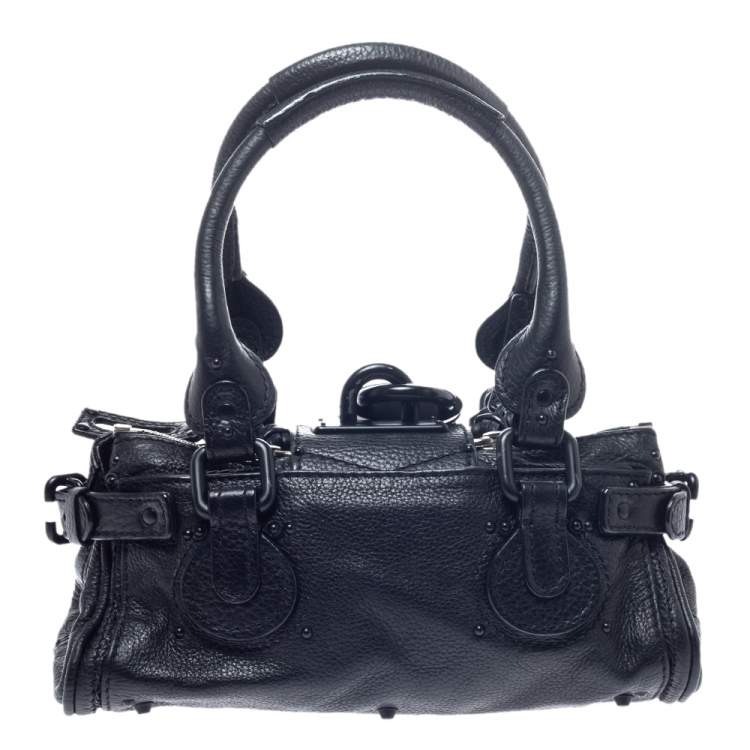Pre Owned Chloe Black Leather Mini Paddington Bag