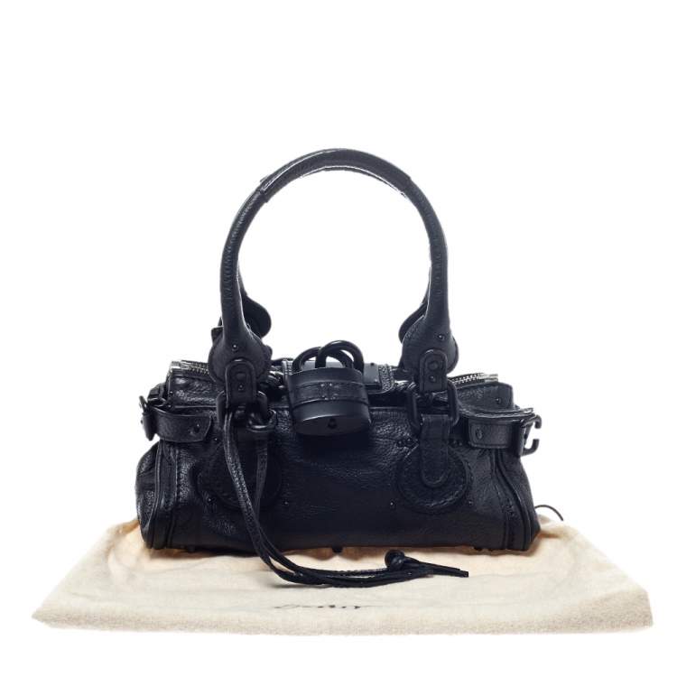 Pre Owned Chloe Black Leather Mini Paddington Bag