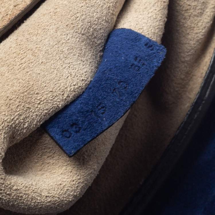 Pre Owned Chloe Dark Brown/Blue Leather and Suede Small Drew Shoulder Bag