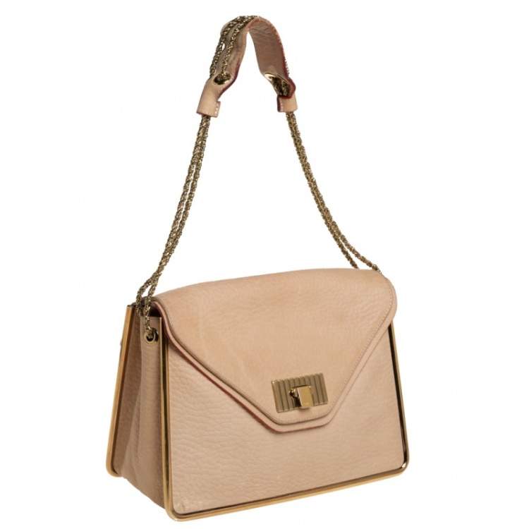 Pre Owned Chloe Beige Leather Sally Medium Shoulder Bag