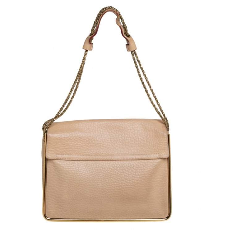 Pre Owned Chloe Beige Leather Sally Medium Shoulder Bag