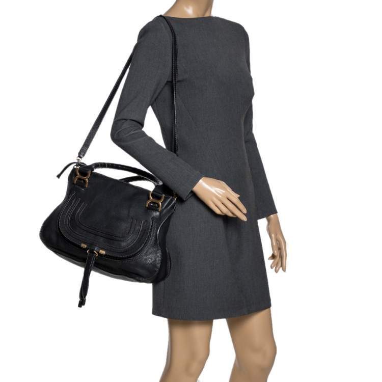 Pre Owned Chloe Black Leather Medium Marcie Satchel