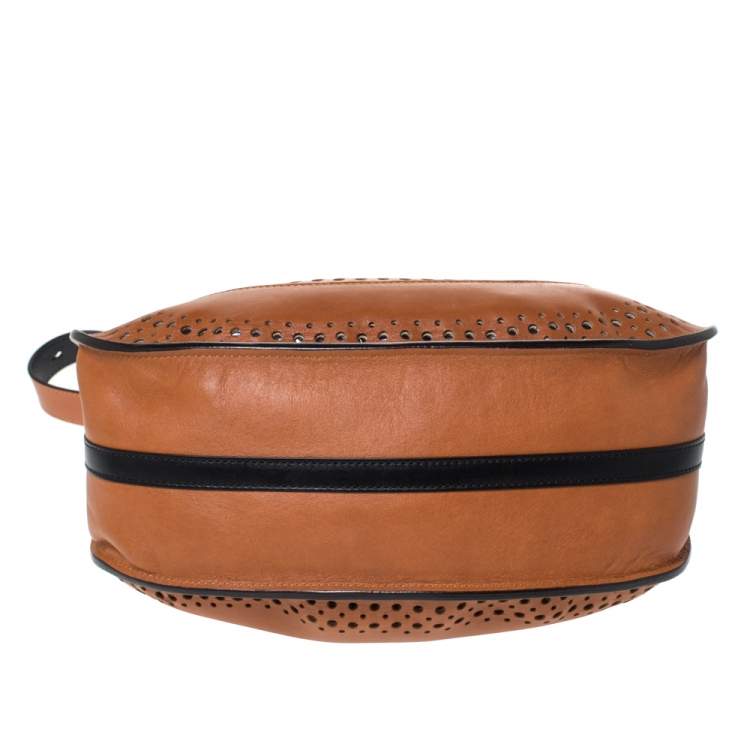Pre Owned Chloe Brown Perforated Leather Hayley Shoulder Bag