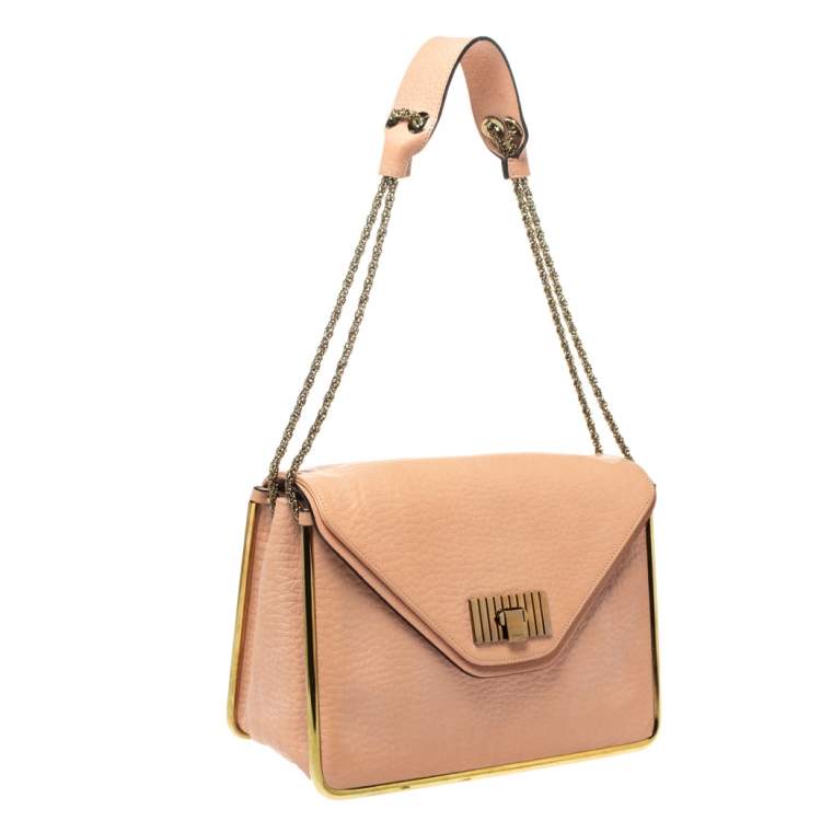 Pre Owned Chloe Peach Leather Medium Sally Shoulder Bag