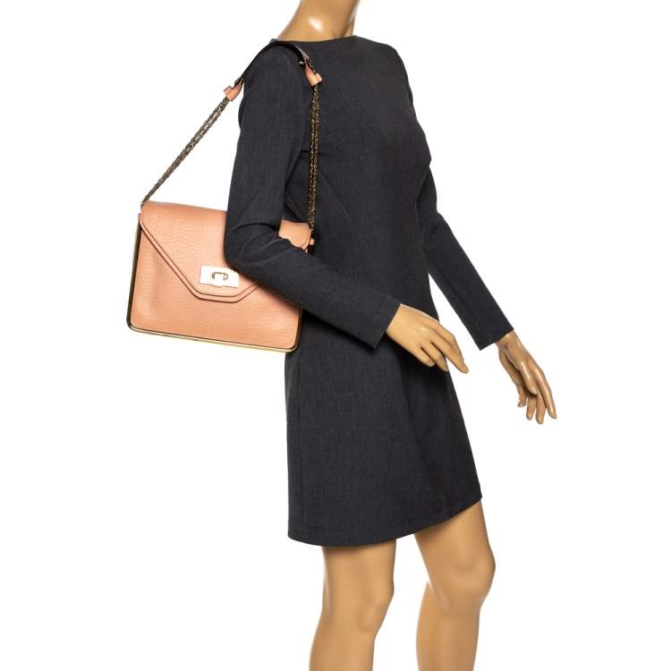 Pre Owned Chloe Peach Leather Medium Sally Shoulder Bag