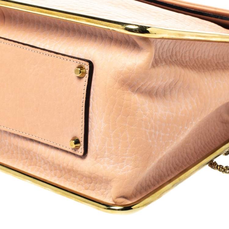 Pre Owned Chloe Peach Leather Medium Sally Shoulder Bag
