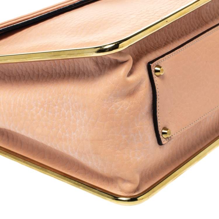 Pre Owned Chloe Peach Leather Medium Sally Shoulder Bag