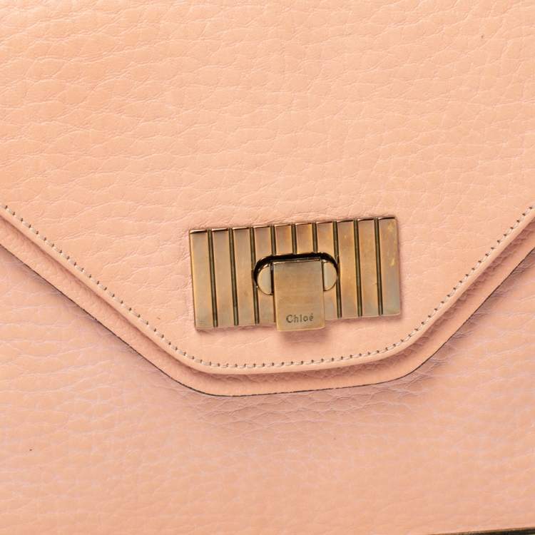 Pre Owned Chloe Peach Leather Medium Sally Shoulder Bag