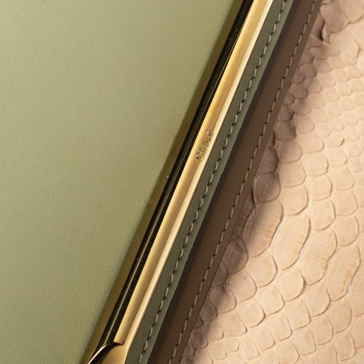 Pre Owned Chloe Tri Color Leather and Python Small Clare Shoulder Bag