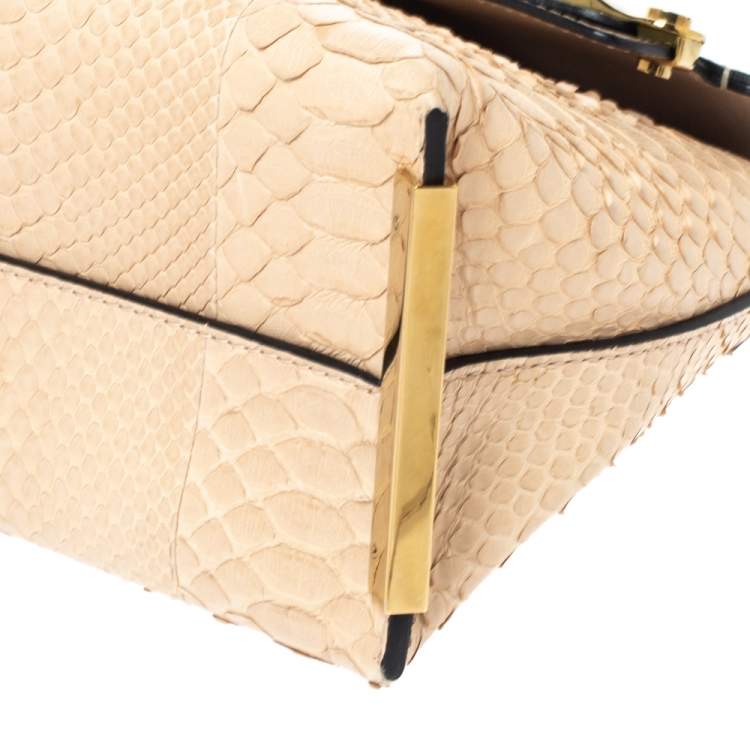 Pre Owned Chloe Tri Color Leather and Python Small Clare Shoulder Bag