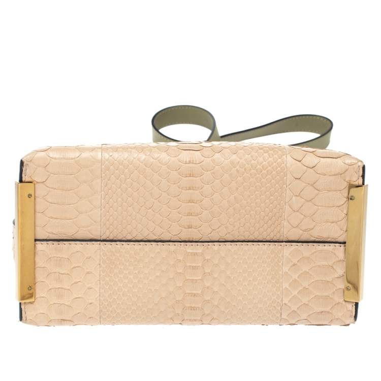 Pre Owned Chloe Tri Color Leather and Python Small Clare Shoulder Bag