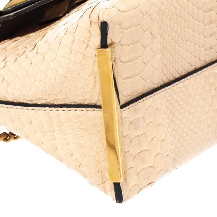 Pre Owned Chloe Tri Color Leather and Python Small Clare Shoulder Bag