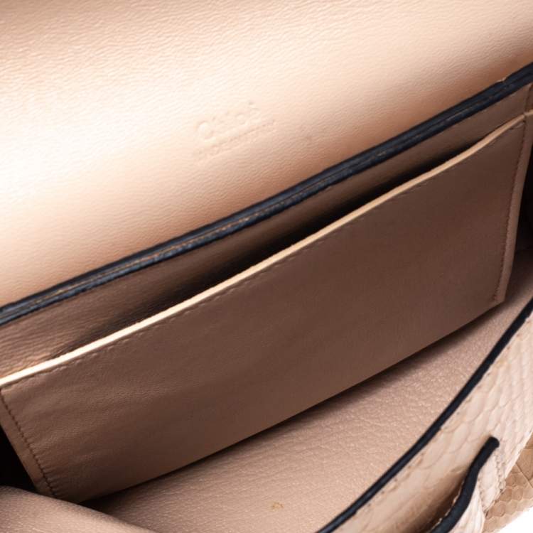 Pre Owned Chloe Tri Color Leather and Python Small Clare Shoulder Bag