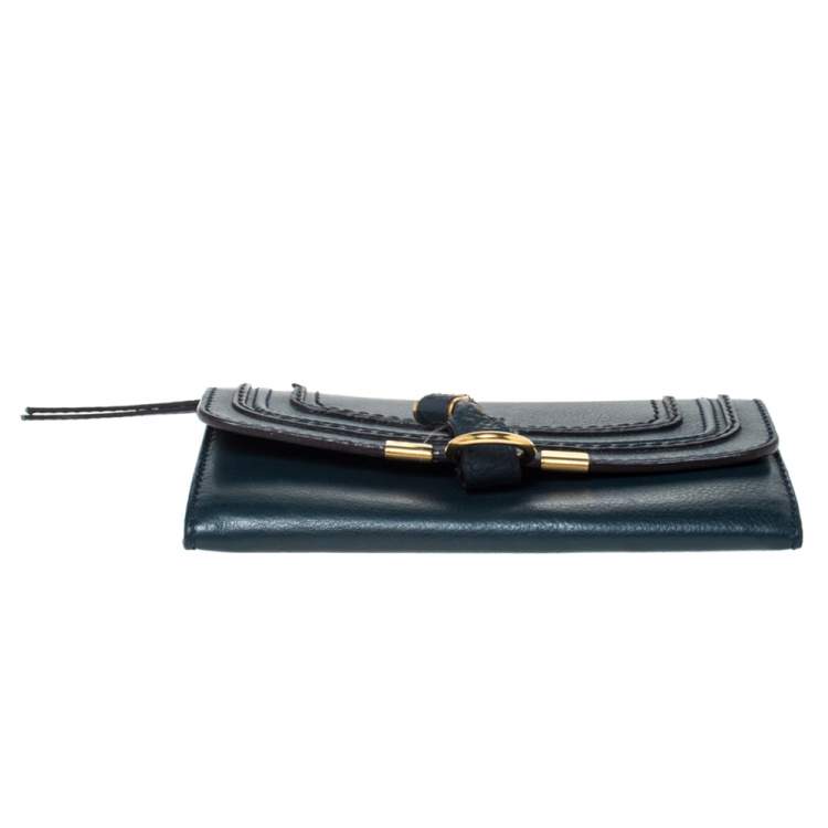 Pre Owned Chloe Blue Leather Marcie Continental Wallet