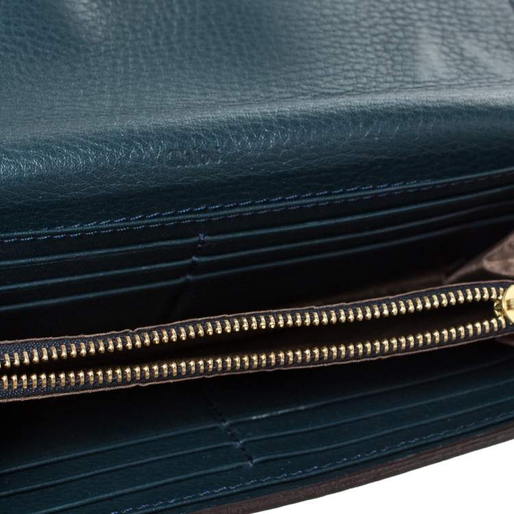 Pre Owned Chloe Blue Leather Marcie Continental Wallet