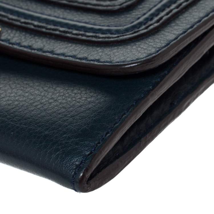 Pre Owned Chloe Blue Leather Marcie Continental Wallet