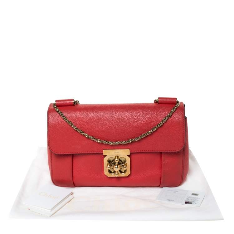 Pre Owned Chloe Orange Leather Medium Elsie Shoulder Bag