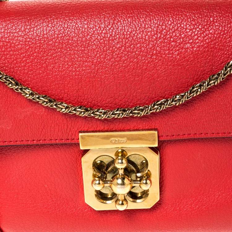 Pre Owned Chloe Orange Leather Medium Elsie Shoulder Bag