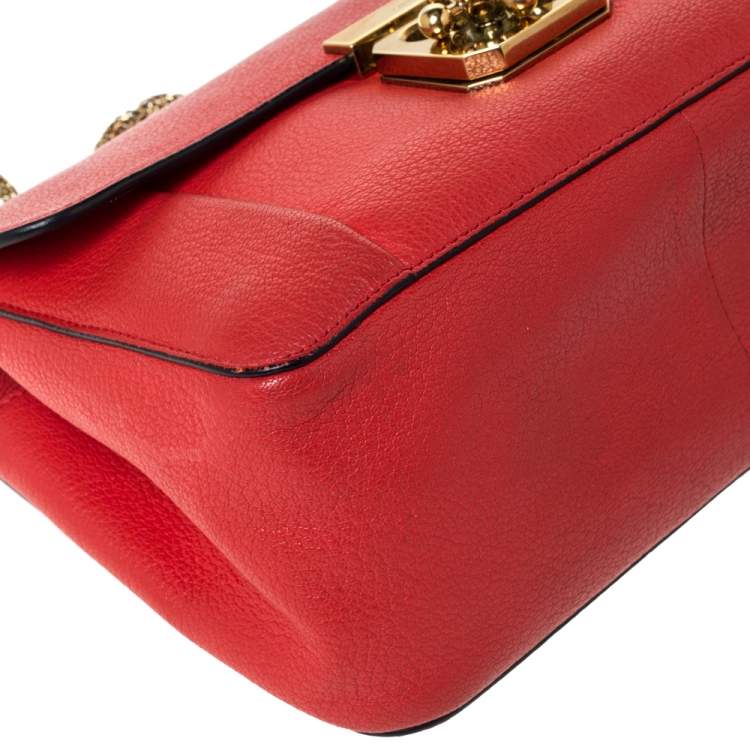 Pre Owned Chloe Orange Leather Medium Elsie Shoulder Bag