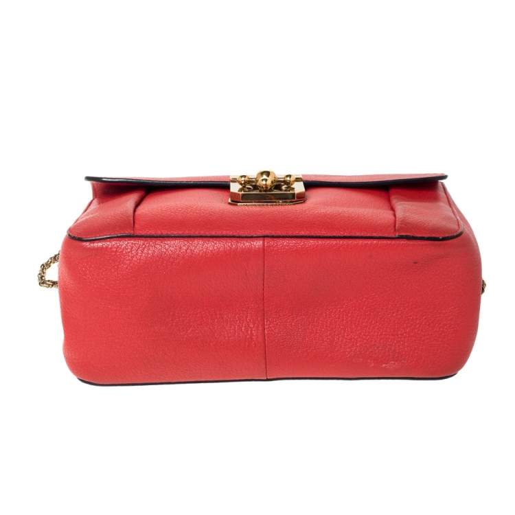 Pre Owned Chloe Orange Leather Medium Elsie Shoulder Bag